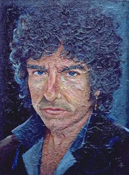 Dylan (n. 1941) (acrílico de óleo em alabastine em tábua bêbada de hessian)